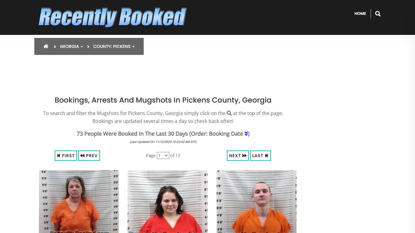 Bookings, Arrests and Mugshots in Pickens County, Georgia - Recently Booked