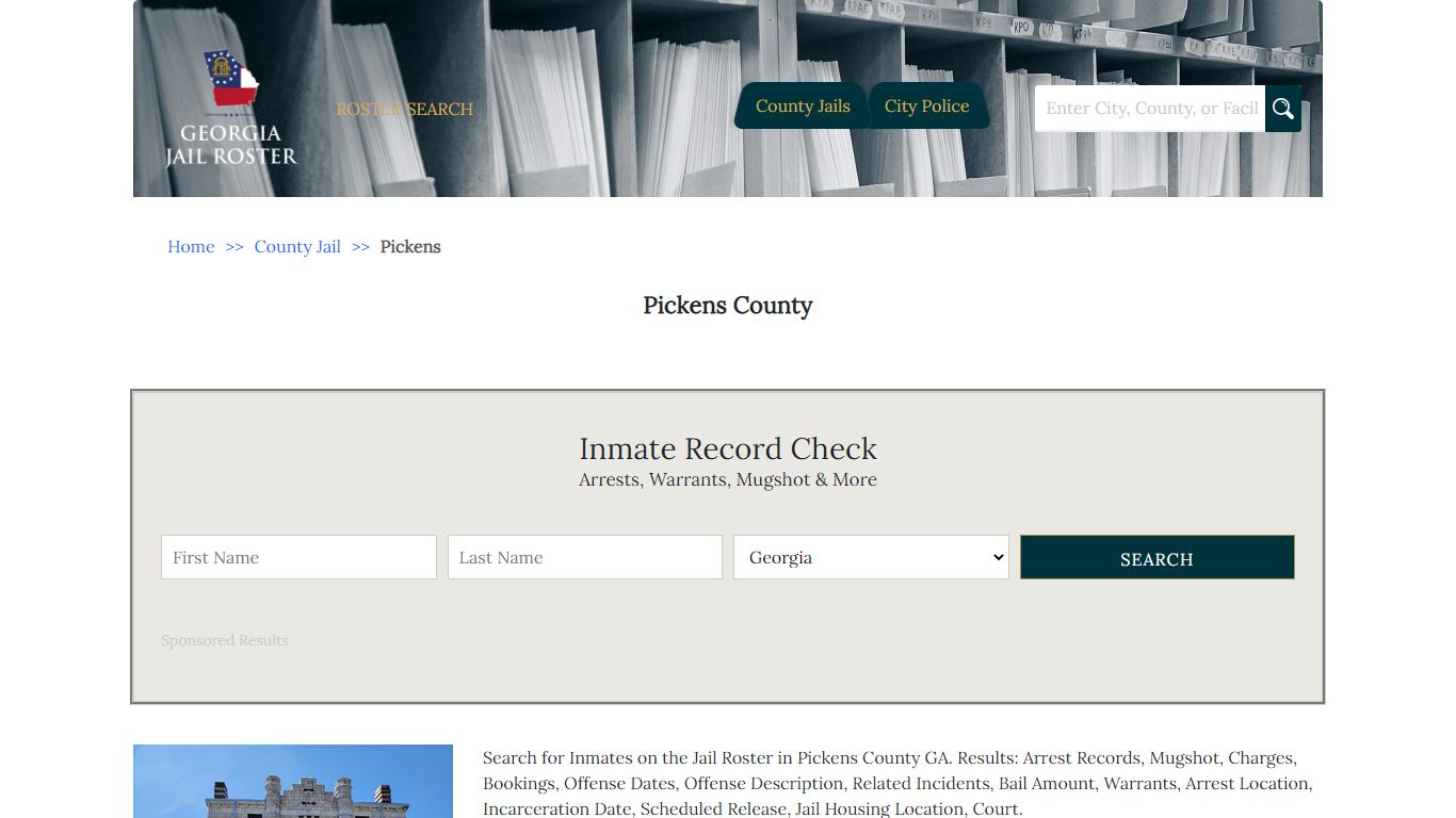 Pickens County - Georgia Jail Inmate Search